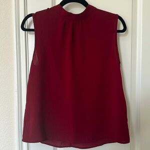 Forever 21 Dark Red High Neck Sleeveless Blouse